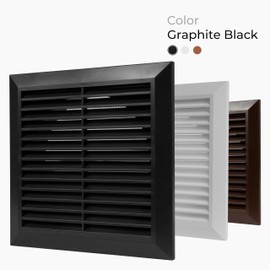 HVAC OV 6 Inch Fit - Black Plastic Vent Cover - Exhaust Dryer Vent Cover - Built-in Protection Screen and Screws Included - Outside Dimensions: 7.9 x 7.9 Inches