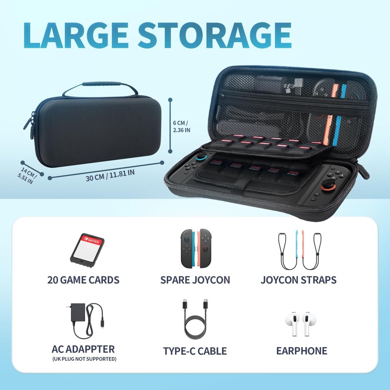 Tixlux Carry Case for Switch 2 - Shockproof, Compact, with