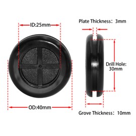 Flyshop 4-Pack Round Double-Sided Black 30 mm 1-3/16" Rubber Grommet, 25 mm 1" ID, Hole Grommet Synthetic Rubber Grommets Wire Protection