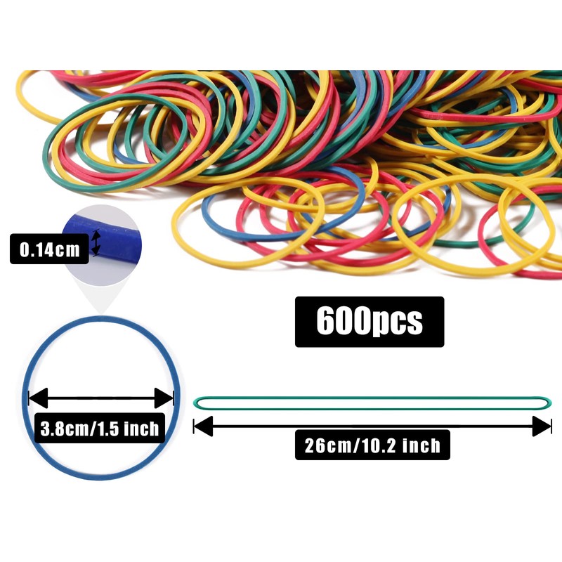 Rubber Bands, 600 Pieces, Rubber Rings, Colour 38 x 1.4