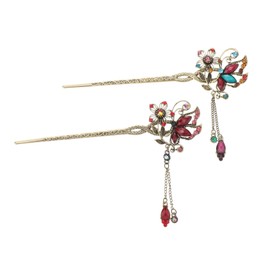 Beavorty Set of 2 Ancient Style Butterfly Hair Sticks Hair Chopsticks for Long Hair Chinese Hair Accessories for Ladies Girls Fashion and Cultural