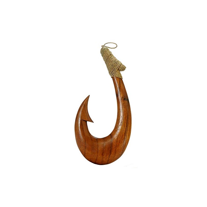 12" Hand Carved Wood Hawaiian Makau Fish Hook