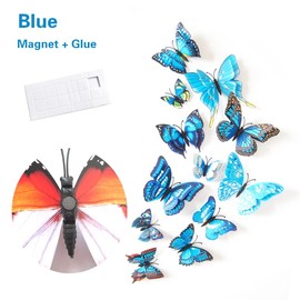 3D Butterfly Wall Sticker, Double Layer Butterfly, Refrigerator Sticker, Bedroom Party Wedding Decoration, Room Wall Decoration (Blue, 12)