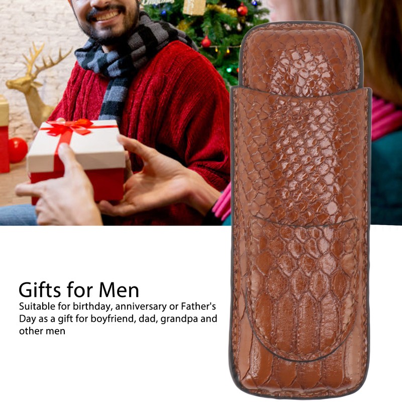 2 Finger Cigar Case Portable Waterproof Lightweight Artificial Leather Cigar
