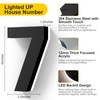 6 Inch Backlit House Numbers for Outside, Stainless Steel, LED