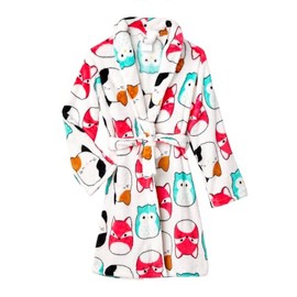 Squishmallows Girls Bathrobe Very Soft Flannel Plush Kids Sleep Robe Pajamas Sleepwear, 8