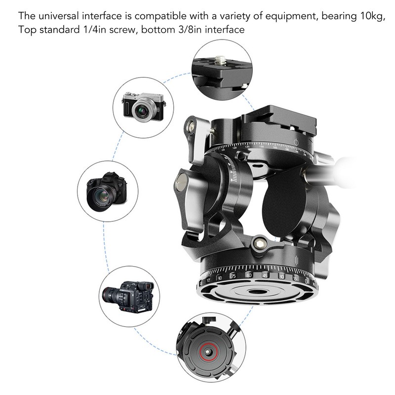 Camera Panoramic Tripod Head Aluminium Alloy with Handle Light Camera