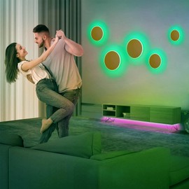 Wall Lights Battery Operated Wall Sconces,Gold Rechargeable Solar Eclipse Style Wall Light With Wireless Remote Dimmable,9 Colors Modes Cordless Battery Sconce Indoor Wall Lamp For Bedroom Living Room