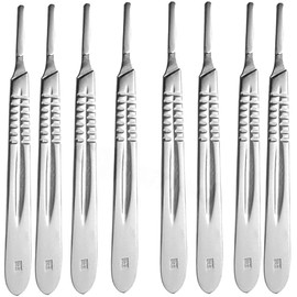 Scalpel Handle Flat Design, Plain with Grip Grooves - Stainless Steel Scalpel Handle - for Taxidermy, Crafts, Wood Carving, Wax Carving, and More. Blades Not Included (10, Handle #4)