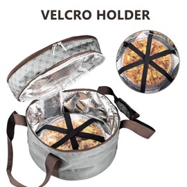 Tmrioplep Pie carrier, casserole carrier with holder, double round insulated bag, casserole carrier for hot and cold foods (Grey)