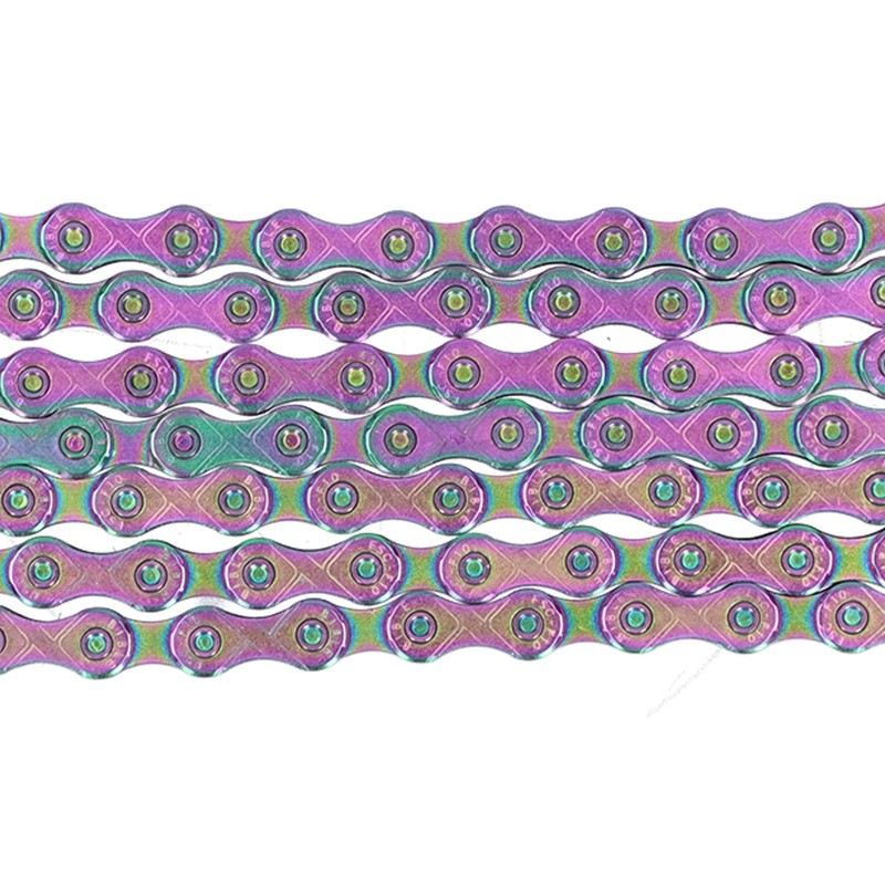 Dilwe Colourful Bicycle Chain, Manganese Steel 10-Way Rainbow Chain with