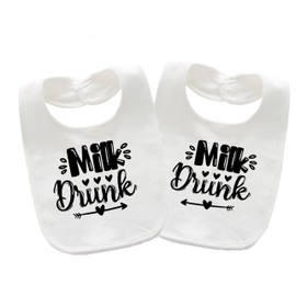 QIANWANYI Baby Twins Bibs Milk Newborn Baby Bibs Cute Unisex Bibs Set Toddler Baby Boy Girl Bibs(white paste)