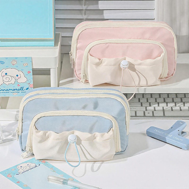 FINPAC Pencil Case, 5-Layer Large Capacity Pen Case with Drawstring,