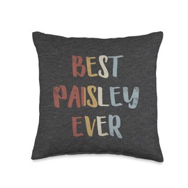 Best Paisley Ever Retro Vintage Name Gift Dark Heather Gray Throw Pillow