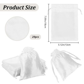Beebeecraft 20Pcs Small White Satin Pouch Mini Gift Bags with Drawstring 18x13cm Cloth Bag Rectangle Jewelry Pouches for Wedding Favors Jewelry Rings Birthday Party Present Craft Storage