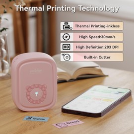 Portable Label Maker Machine P10Pro - Wireless Bluetooth Label Printer with Tape Included, Multiple Templates, Easy to Use for Office and Home Organization, USB Rechargeable（Pink）
