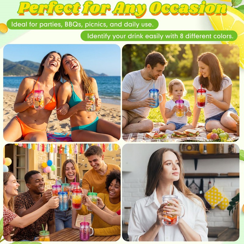 Nuenen 16 Pcs 20 oz Bulk Plastic Snowglobe Tumbler with