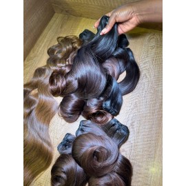 Support to Dye and Bleach to Blonde 16A Raw Human Hair Extensions Raw Natural Black Burmese Curly and Natural Wave Bundlesstyle: 1, color: bouncy curly 1 bundle, Stretched Length: 20 Inches