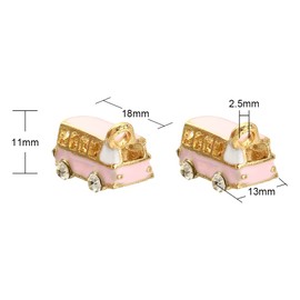 DanLingJewelry 15pcs 3 Colors Alloy Enamel Bus Charms Mini Bus Charms with Crystal Rhinestone Dainty Dangle Charms for Jewelry Making