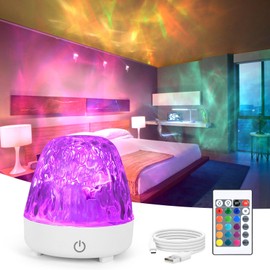 URAQT Ocean Lamp Aurora Night Light, Ocean Wave Ceiling Projector, Sensory Night Lights with 16 Colors, 30 Lighting Modes, Northern Lights Cube, for Bedroom Party Game Birthday Gifts for Kid Women Men