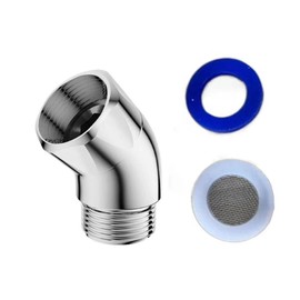 2PCS Shower Head Elbow Adapter, Copper + Stainless Steel, Handheld Shower Head Elbow Adapter Shower Arm Angle Adapter 135 Degrees, Universal Port