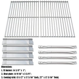 Direct store Parts Kit DG145 Replacement for Sunbeam, Nexgrill, Grill Master 720-0697 Gas Grill Parts Kit (Stainless Steel Burner + Stainless Steel Heat Plate + Solid Stainless Steel Cooking Grid)