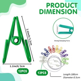 Wzenclave Retractable Portable Clothesline for Travel Clothing line with 12 Clothes Clips and 13 Cord Lock It's Suitable for Indoor and Outdoor Balcony Outdoor Camping use Multicolor Drying line