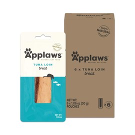 Applaws Natural Cat Treats, Grain-Free, High-Protein Whole Tuna Loins, Single-Ingredient Healthy Snack for Cats (6 x 1.06oz Loins)