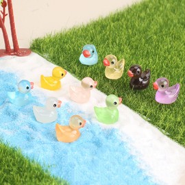 CAABISO 120 Pcs Mini Luminous Resin Ducks Bulk to Hide, Tiny Ducks Glow in The Dark Mini Figures Miniature Duck for Garden Dollhouse Family Crafts Ornament Potted Decorations DIY, Luminous