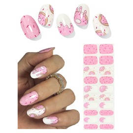 UV Gel Nagelfolie, 20 pcs Rosa Donut Nagelfolien Selbstklebend für Nagel DIY zu Hause
