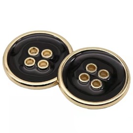 12PCS Four-Eye Metal Button Suit Buttons Crafts Button Decorative Buttons for Sewing DIY (10mm, Black Gold)