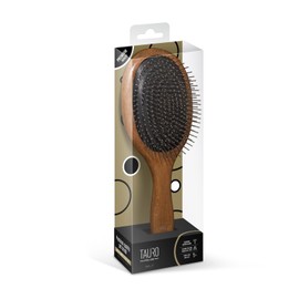TAURO PROLINE - Wooden Massage Brush | Premium wooden brush for dogs and cats with a soft, flexible cushion and ergonomic design. | Includes: 1x grooming brush, Dimensions: Oval, 25 x 9 cm