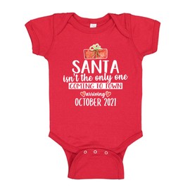 Santa Isn't The Only One Coming to Town Christmas Pregnancy Announcement Baby Bodysuit Infant One Piece NB Red