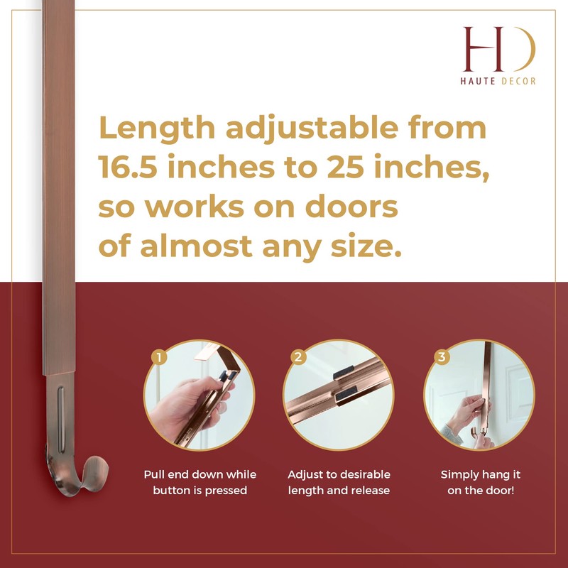 Haute Decor Adapt Adjustable Length Door Wreath Hanger with Interchangeable