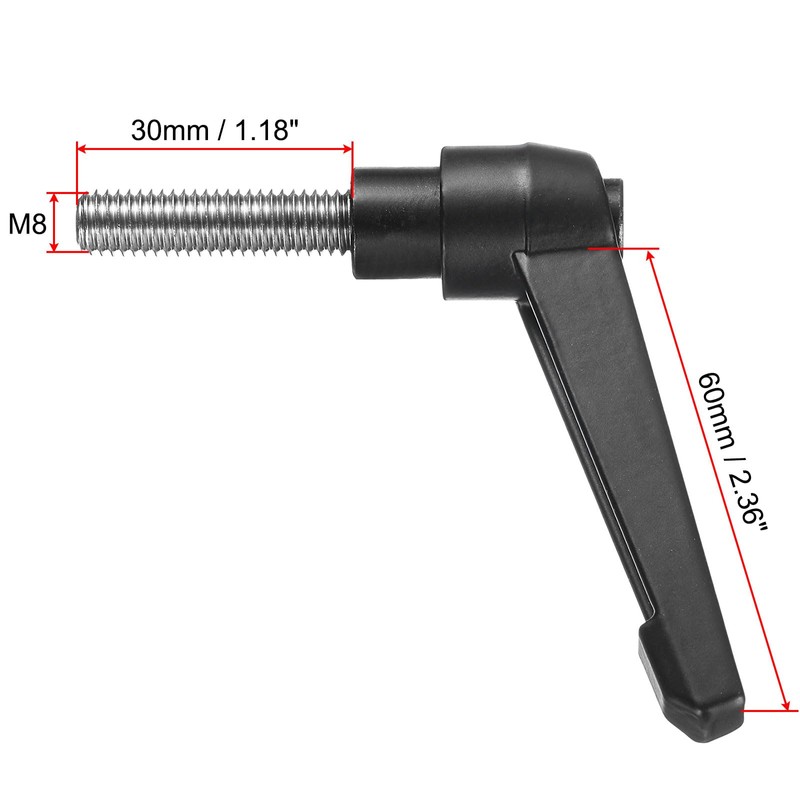 sourcing map Adjustable Clamping Lever Handle M8 x 30mm Metric