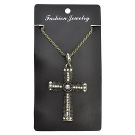 Bristol Novelty BA921 Jeweled Cross Necklace, Unisex-Adult, One Size