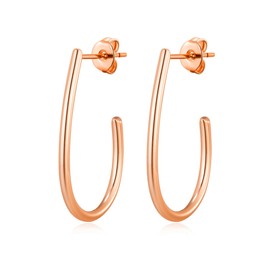 Philip Jones Rose Gold Plated Oval Hoop Earrings