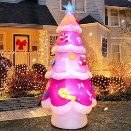 KOOY 7FT Inflatable Christmas Tree Outdoor,Christms Tree Blow up Yard Decoration,LED Lights for Christmas Party Holiday Xmas,Outdoor Lawn Winter Décor Christmas Decoration