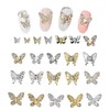 Butterfly Nail Pendants, 22 Pieces Mixed 3D Metal Butterfly Nail