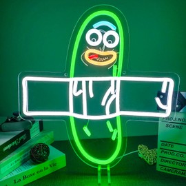 Pickle Neon Sign Anime Rick LED Neon Lights for Wall Decor USB-Powered LED Sign Anime Decor for Man Cave, Bedroom, Game Room, Pickle Party