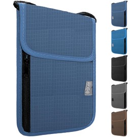 Maiiu Travel Neck Wallet with RFID Blocking – Passport Holder Organizer Neck Pouch – Portable Easy to Conceal Travel Pouch (Dark Blue), Dark Blue, Rfid Blocking