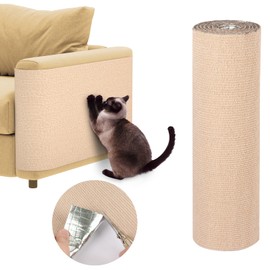 78.7"x15.8" Cat Scratch Mat,Cat Carpet Replacement for Cat Tree and Scratch Post,Trimmable Self-Adhesive Couch Protector from Cat Scratching (Beige)