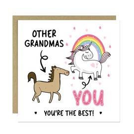RED OCEAN Funny Card for Mothers Day Birthday Thank You, Grandma, Unicorn Design with Envelope, from Grandson Granddaughter (Grandma Card)