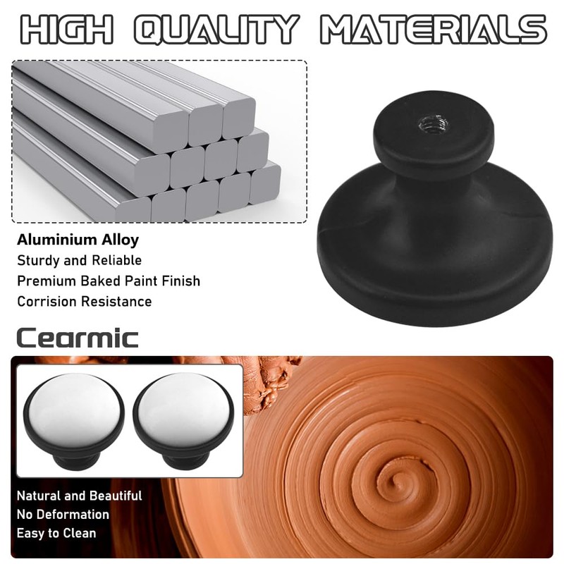 WMYCONGCONG 10 Pcs Black Kitchen Cabinet Knob Round Knobs 1.3"/33mm