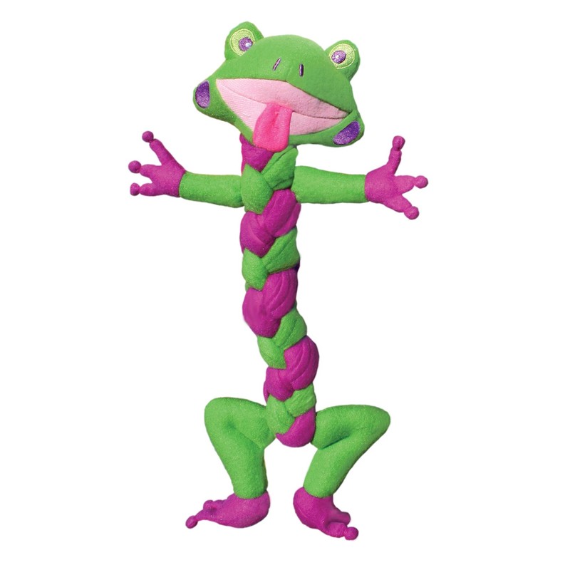 KONG BraidZ Frog Dog Toy, Medium (Colors Vary)