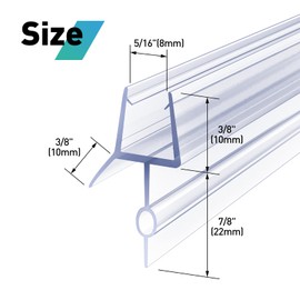 FCSOTSPS Shower Door Bottom Seal,2 PCS 5/16" X 36" Shower Door Sweep for 5/16 Inch Glass,Frameless Glass Door Seal Strip to Seal 22mm Gap,Stop Shower Leaks and Create a Water Barrier