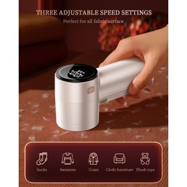 Fabric Shaver, Rechargeable Lint Shaver with Digital Display, 3-Speeds Sweater Shaver with 6-Leaf Blades, Electric Portable Lint Remover to Remove Pilling for Clothes, Furniture, Couch, Blanket
