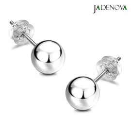 JADENOVA 925 Sterling Silver Round Ball Stud Earrings for Women Men, 3mm-8mm (6 Pairs/Set Assorted Sizes)