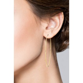 Miabella 925 Sterling Silver or 18K Gold Plated Super Thin Threader Wire Hoop Earrings for Women Made in Italy, Sterling Silver