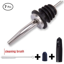 Liquor Pour Spouts Set - Stainless Steel bottle spout and Liquor Pourers Dust Caps Covers (7+7)